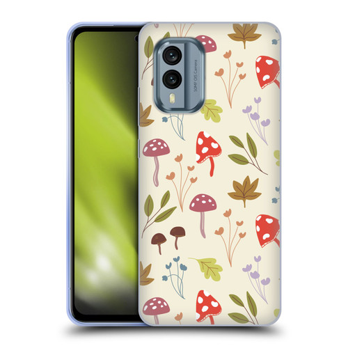 Anis Illustration Floral And Leaves Cute Mushrooms Soft Gel Case for Nokia X30