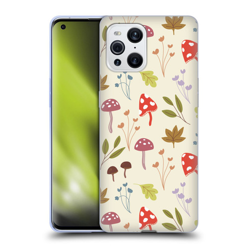 Anis Illustration Floral And Leaves Cute Mushrooms Soft Gel Case for OPPO Find X3 / Pro