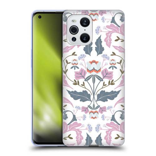 Anis Illustration Floral And Leaves Victorian Mirrored Pink Soft Gel Case for OPPO Find X3 / Pro
