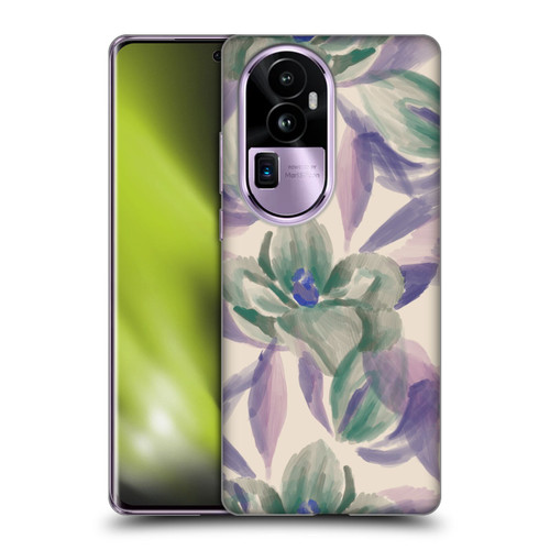 Anis Illustration Floral And Leaves Magnolias Paint Purple Soft Gel Case for OPPO Reno10 Pro+