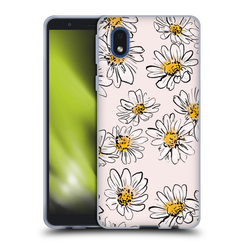 Anis Illustration Floral And Leaves Daisies Pink Pastel Soft Gel Case for Samsung Galaxy A01 Core (2020)