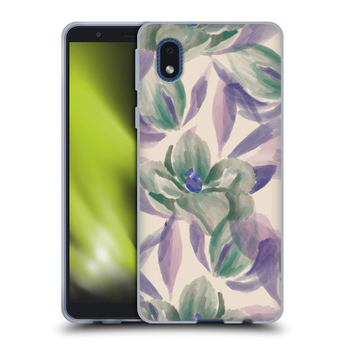 Anis Illustration Floral And Leaves Magnolias Paint Purple Soft Gel Case for Samsung Galaxy A01 Core (2020)