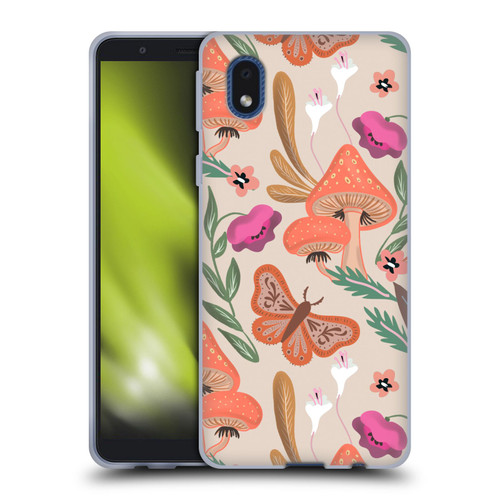 Anis Illustration Floral And Leaves Mushrooms Soft Gel Case for Samsung Galaxy A01 Core (2020)