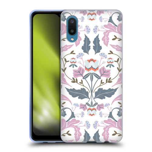 Anis Illustration Floral And Leaves Victorian Mirrored Pink Soft Gel Case for Samsung Galaxy A02/M02 (2021)