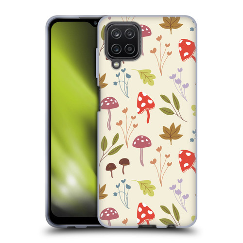 Anis Illustration Floral And Leaves Cute Mushrooms Soft Gel Case for Samsung Galaxy A12 (2020)