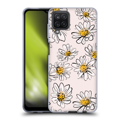 Anis Illustration Floral And Leaves Daisies Pink Pastel Soft Gel Case for Samsung Galaxy A12 (2020)