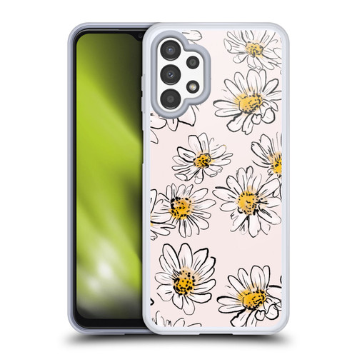 Anis Illustration Floral And Leaves Daisies Pink Pastel Soft Gel Case for Samsung Galaxy A13 (2022)