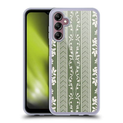Anis Illustration Floral And Leaves Floral Stripes Green Soft Gel Case for Samsung Galaxy A14 5G