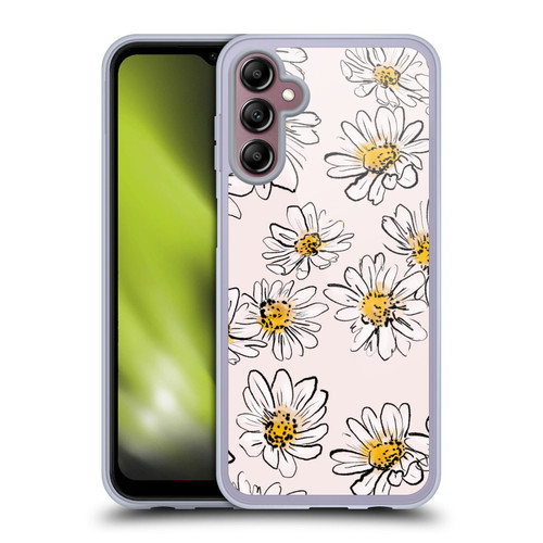 Anis Illustration Floral And Leaves Daisies Pink Pastel Soft Gel Case for Samsung Galaxy A14 5G