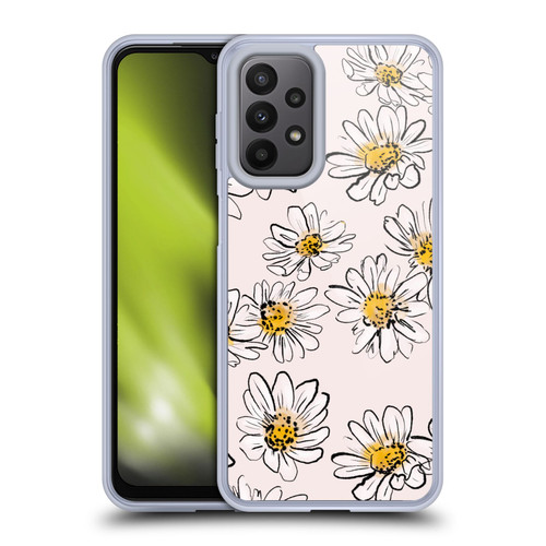 Anis Illustration Floral And Leaves Daisies Pink Pastel Soft Gel Case for Samsung Galaxy A23 / 5G (2022)