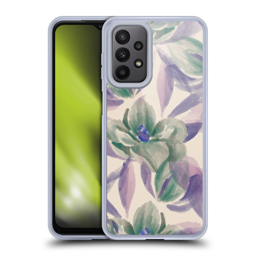 Anis Illustration Floral And Leaves Magnolias Paint Purple Soft Gel Case for Samsung Galaxy A23 / 5G (2022)