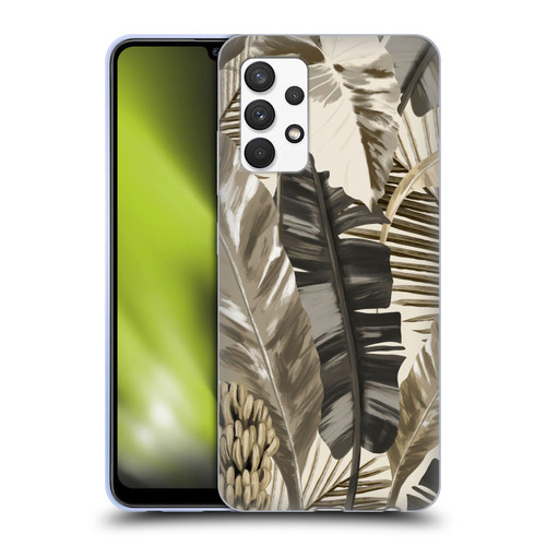 Anis Illustration Floral And Leaves Tropical Leaves Sepia Soft Gel Case for Samsung Galaxy A32 (2021)
