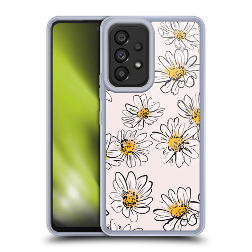 Anis Illustration Floral And Leaves Daisies Pink Pastel Soft Gel Case for Samsung Galaxy A53 5G (2022)