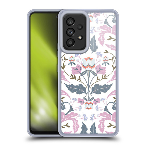 Anis Illustration Floral And Leaves Victorian Mirrored Pink Soft Gel Case for Samsung Galaxy A53 5G (2022)