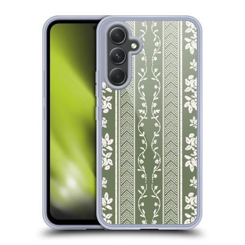 Anis Illustration Floral And Leaves Floral Stripes Green Soft Gel Case for Samsung Galaxy A54 5G