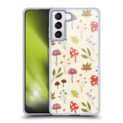 Anis Illustration Floral And Leaves Cute Mushrooms Soft Gel Case for Samsung Galaxy S21+ 5G