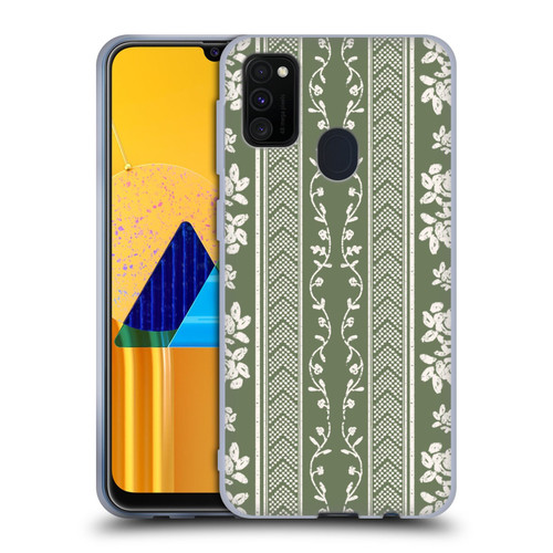 Anis Illustration Floral And Leaves Floral Stripes Green Soft Gel Case for Samsung Galaxy M30s (2019)/M21 (2020)