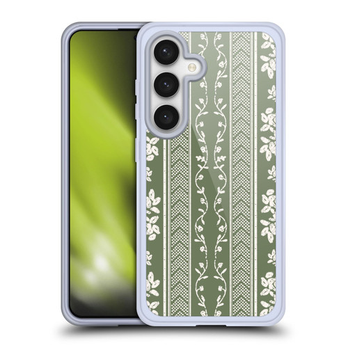 Anis Illustration Floral And Leaves Floral Stripes Green Soft Gel Case for Samsung Galaxy S24 5G
