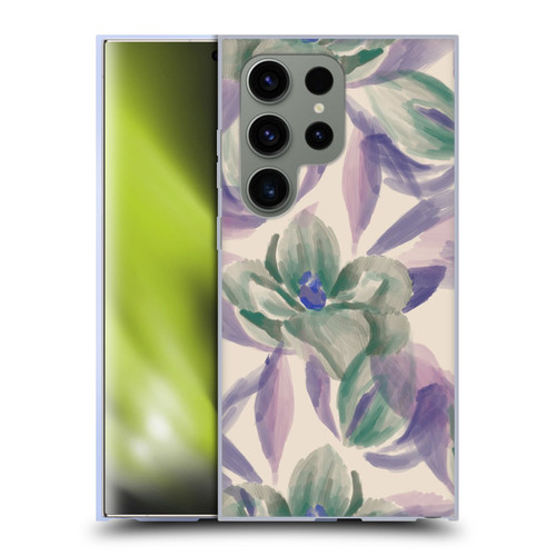 Anis Illustration Floral And Leaves Magnolias Paint Purple Soft Gel Case for Samsung Galaxy S24 Ultra 5G