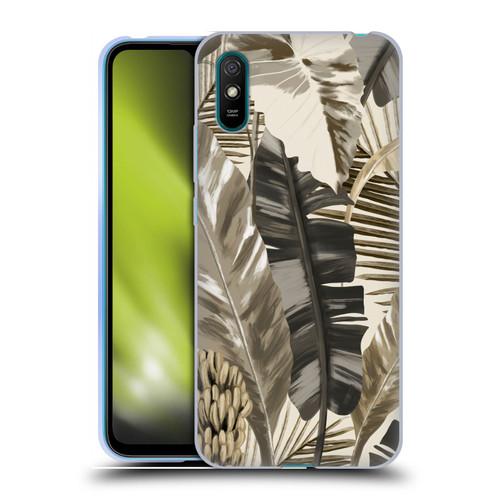 Anis Illustration Floral And Leaves Tropical Leaves Sepia Soft Gel Case for Xiaomi Redmi 9A / Redmi 9AT