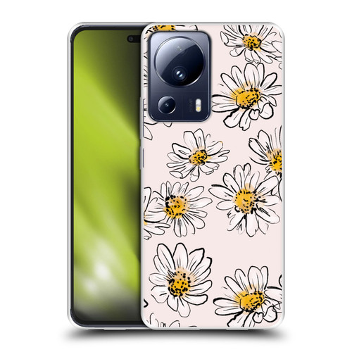 Anis Illustration Floral And Leaves Daisies Pink Pastel Soft Gel Case for Xiaomi 13 Lite 5G