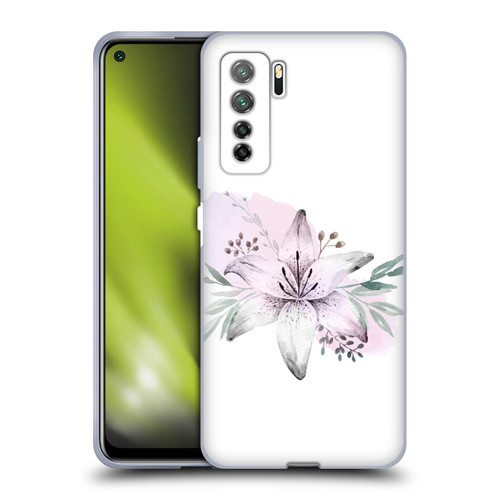 Anis Illustration Floral Pattern Lilium Flower Soft Gel Case for Huawei Nova 7 SE/P40 Lite 5G