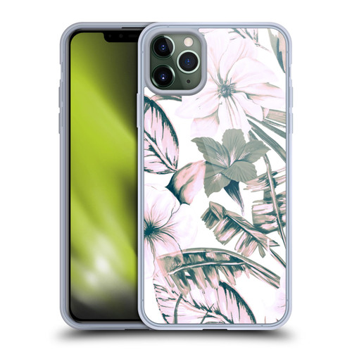 Anis Illustration Floral Pattern Pink Tropicals Soft Gel Case for Apple iPhone 11 Pro Max