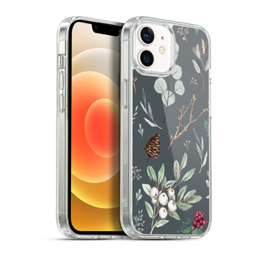 Anis Illustration Floral Pattern Christmas Eucalyptus Blue Soft Gel Case for Apple iPhone 12 / iPhone 12 Pro & MagSafe