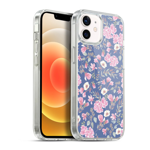 Anis Illustration Floral Pattern Romantic Blue Pink Soft Gel Case for Apple iPhone 12 / iPhone 12 Pro & MagSafe