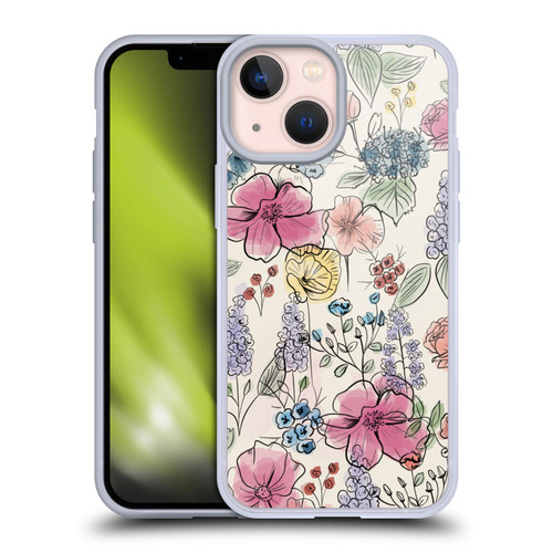 Anis Illustration Floral Pattern Wild Garden Soft Gel Case for Apple iPhone 13 Mini
