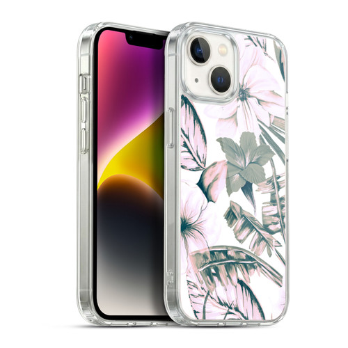 Anis Illustration Floral Pattern Pink Tropicals Soft Gel Case for Apple iPhone 14
