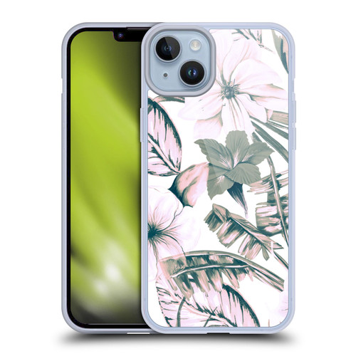 Anis Illustration Floral Pattern Pink Tropicals Soft Gel Case for Apple iPhone 14 Plus