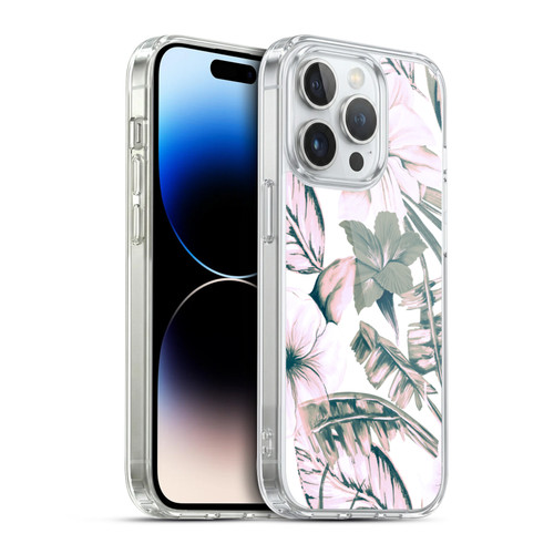 Anis Illustration Floral Pattern Pink Tropicals Soft Gel Case for Apple iPhone 14 Pro & MagSafe