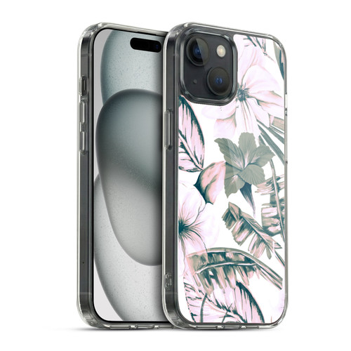 Anis Illustration Floral Pattern Pink Tropicals Soft Gel Case for Apple iPhone 15 & MagSafe