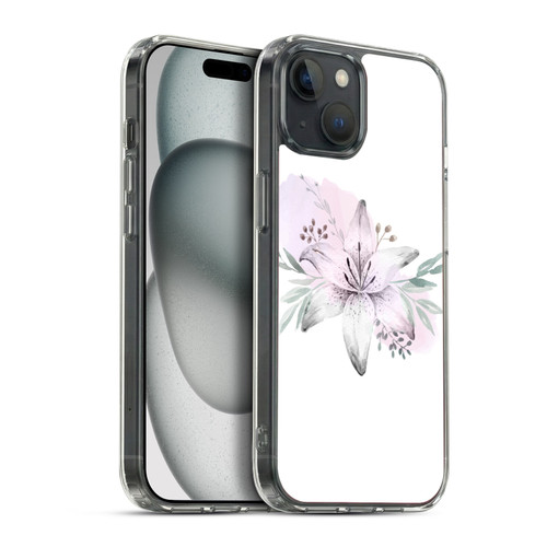Anis Illustration Floral Pattern Lilium Flower Soft Gel Case for Apple iPhone 15 Plus & MagSafe