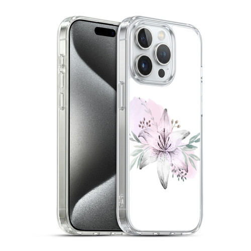 Anis Illustration Floral Pattern Lilium Flower Soft Gel Case for Apple iPhone 15 Pro & MagSafe
