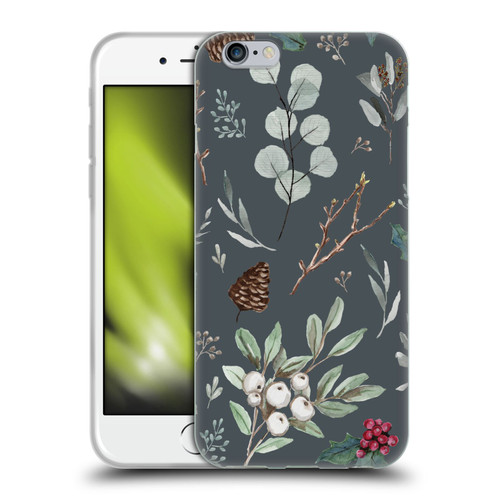 Anis Illustration Floral Pattern Christmas Eucalyptus Blue Soft Gel Case for Apple iPhone 6 / iPhone 6s