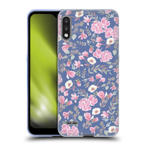 Anis Illustration Floral Pattern Romantic Blue Pink Soft Gel Case for LG K22