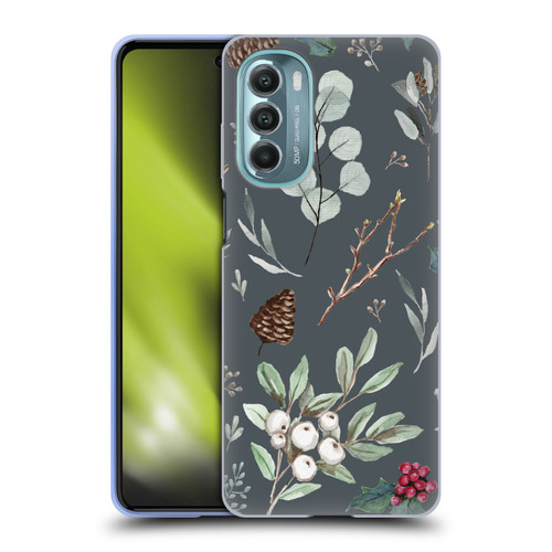 Anis Illustration Floral Pattern Christmas Eucalyptus Blue Soft Gel Case for Motorola Moto G Stylus 5G (2022)