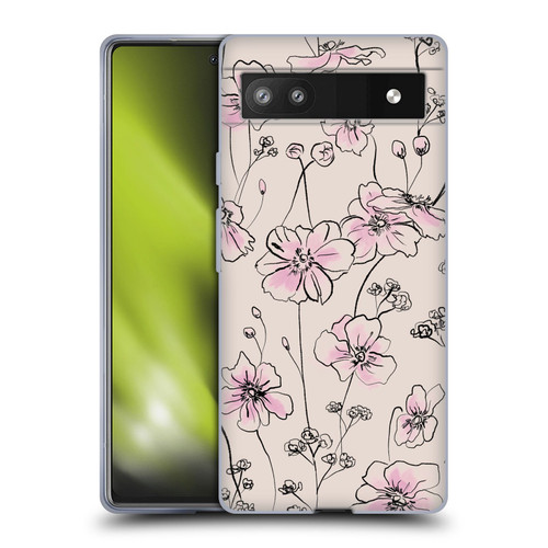 Anis Illustration Floral Pattern Wild Roses Beige Pink Soft Gel Case for Google Pixel 6a