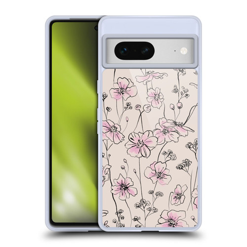 Anis Illustration Floral Pattern Wild Roses Beige Pink Soft Gel Case for Google Pixel 7