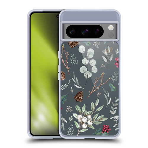 Anis Illustration Floral Pattern Christmas Eucalyptus Blue Soft Gel Case for Google Pixel 8 Pro