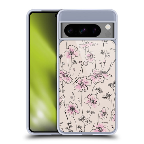 Anis Illustration Floral Pattern Wild Roses Beige Pink Soft Gel Case for Google Pixel 8 Pro