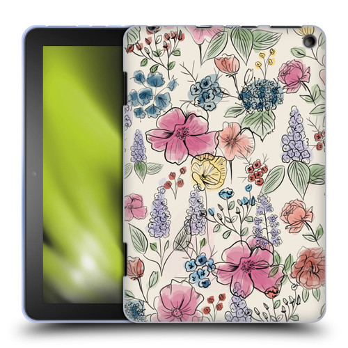 Anis Illustration Floral Pattern Wild Garden Soft Gel Case for Amazon Fire HD 8/Fire HD 8 Plus 2020