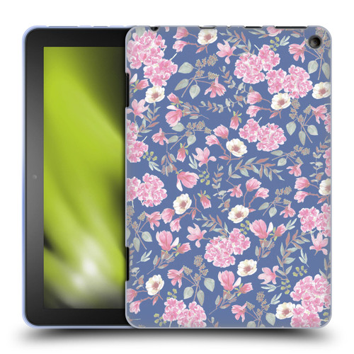 Anis Illustration Floral Pattern Romantic Blue Pink Soft Gel Case for Amazon Fire HD 8/Fire HD 8 Plus 2020