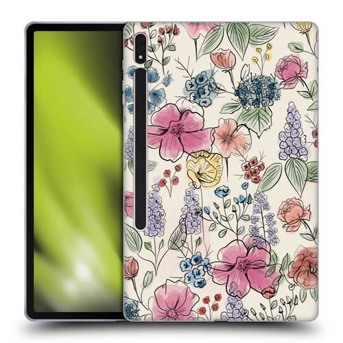 Anis Illustration Floral Pattern Wild Garden Soft Gel Case for Samsung Galaxy Tab S8 Plus