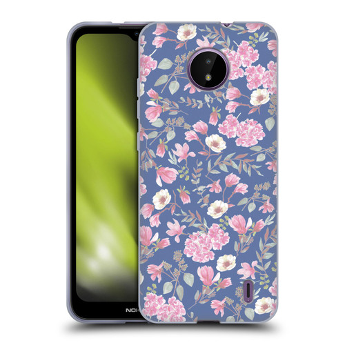 Anis Illustration Floral Pattern Romantic Blue Pink Soft Gel Case for Nokia C10 / C20