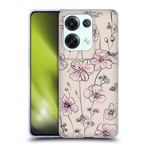 Anis Illustration Floral Pattern Wild Roses Beige Pink Soft Gel Case for OPPO Reno8 Pro