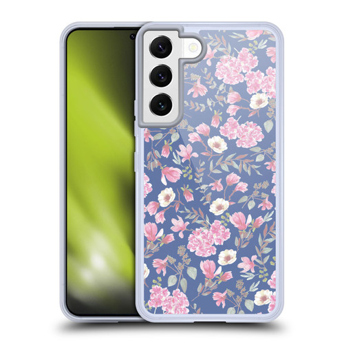 Anis Illustration Floral Pattern Romantic Blue Pink Soft Gel Case for Samsung Galaxy S22 5G