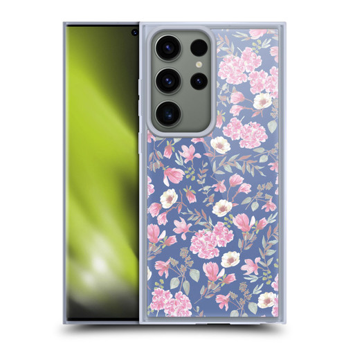 Anis Illustration Floral Pattern Romantic Blue Pink Soft Gel Case for Samsung Galaxy S23 Ultra 5G